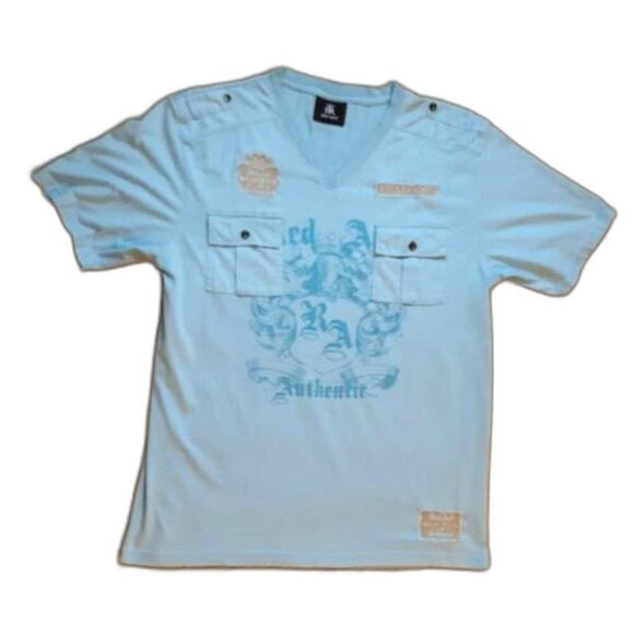 Red Ape Mens Sz Large Front Pockets Always King T Shirt Blue - Picture 1 of 8